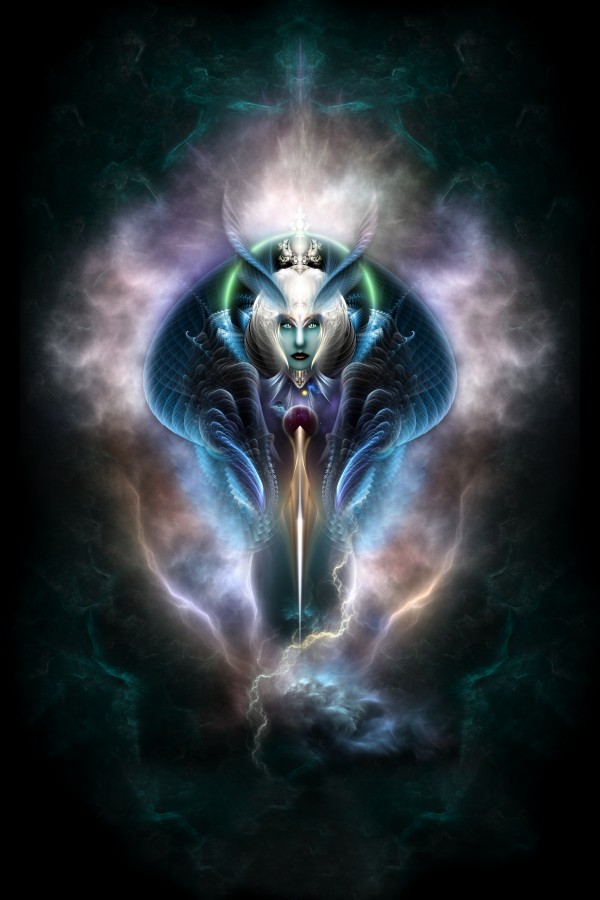 Thera The Ethereal Queen Fractal Art Fantasy Portrait by xzendor7